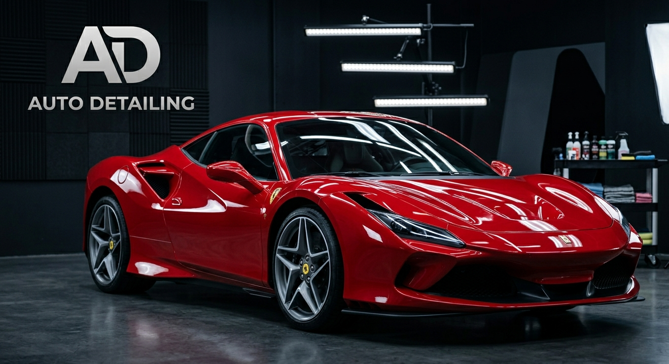 Detailed car with shop signage