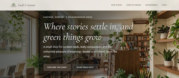 Leaf & Letter demo site screenshot